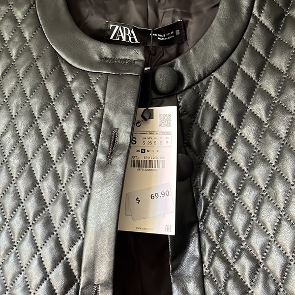 Zara Quilted Faux Leather Jacket NWT size small - Picture 4 of 11